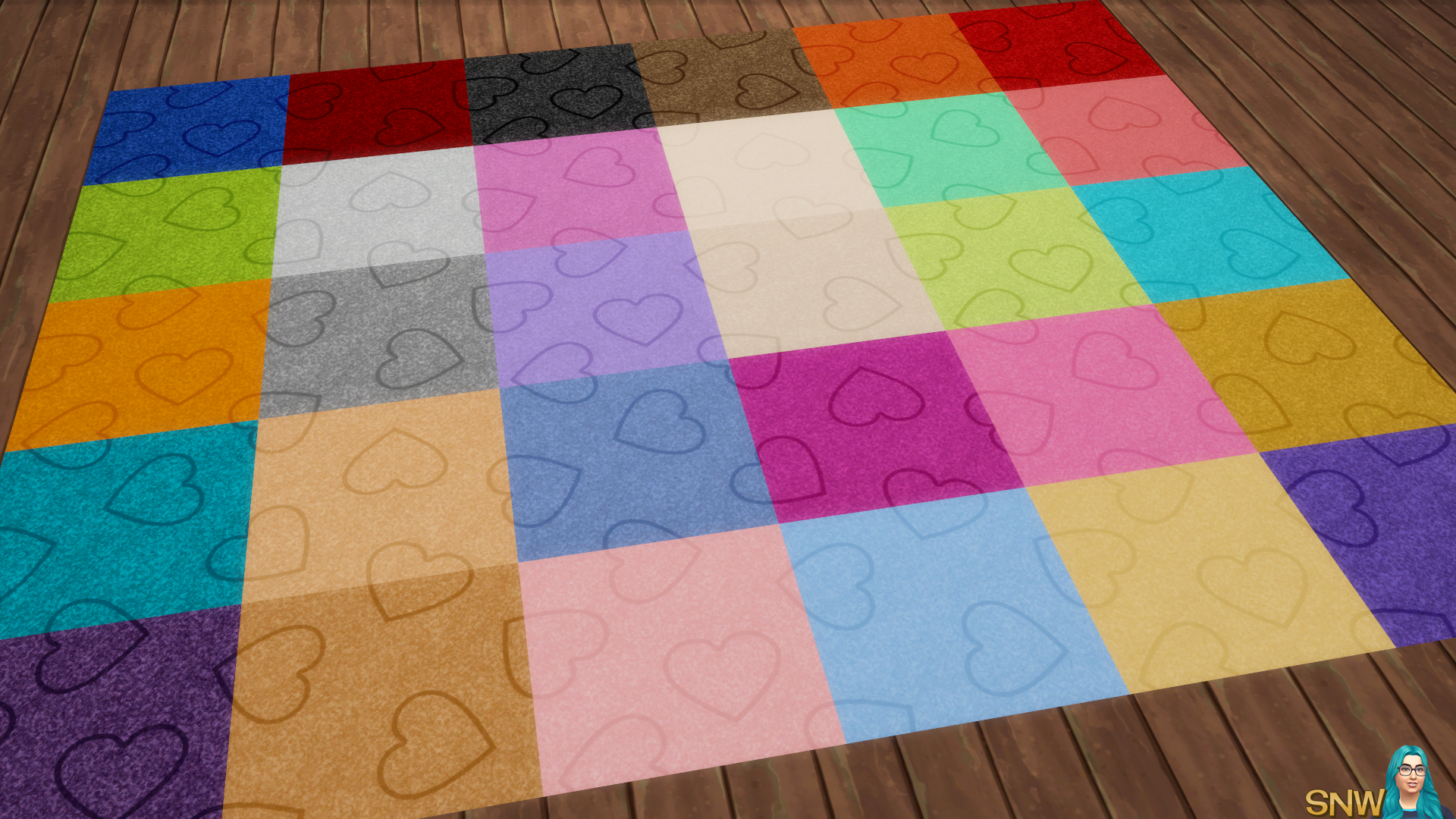 Valentine&#039;s Day 2018 / Love Carpets #5 (Hearts - Outline - Large - Dark)