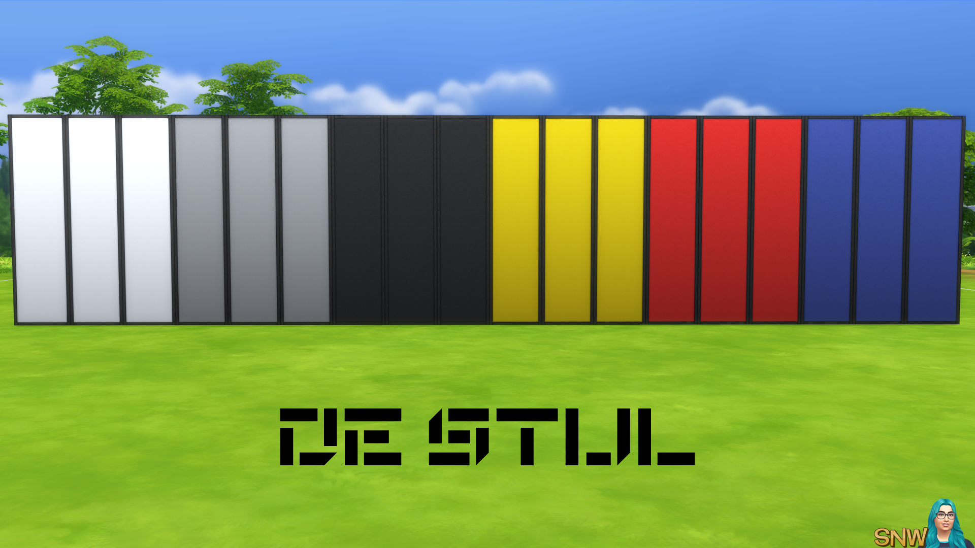 De Stijl Walls for The Sims 4