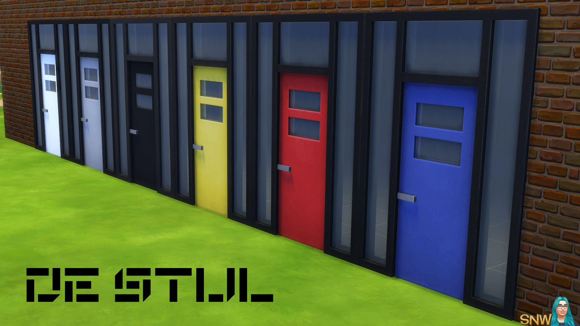 De Stijl Doors for The Sims 4