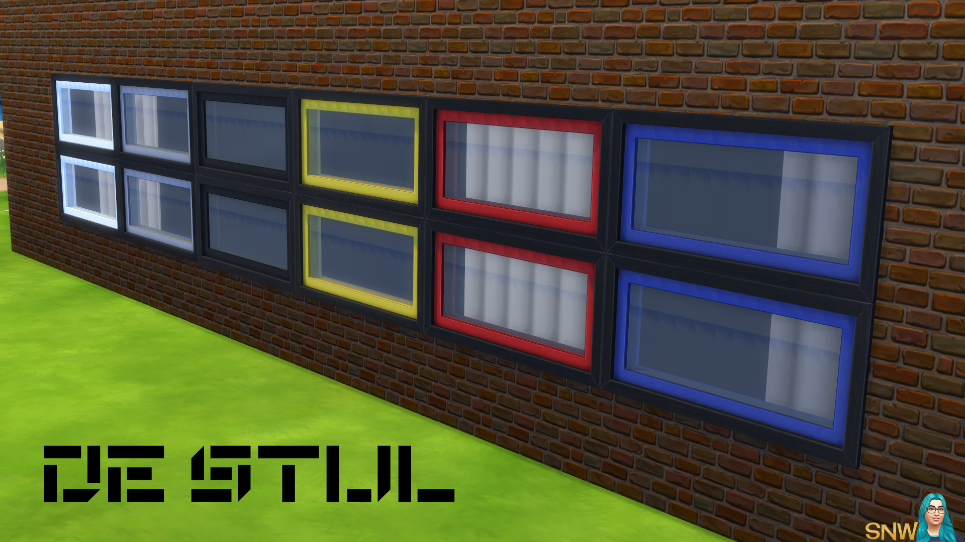 De Stijl Windows for The Sims 4