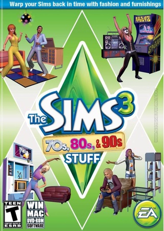 The Sims 3: 70s, 80s &amp; 90s Stuff box art packshot US