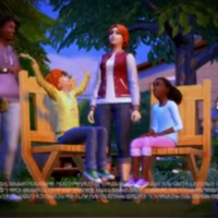 STAY UP in The Sims - Kids in backyard, sitting and laughing